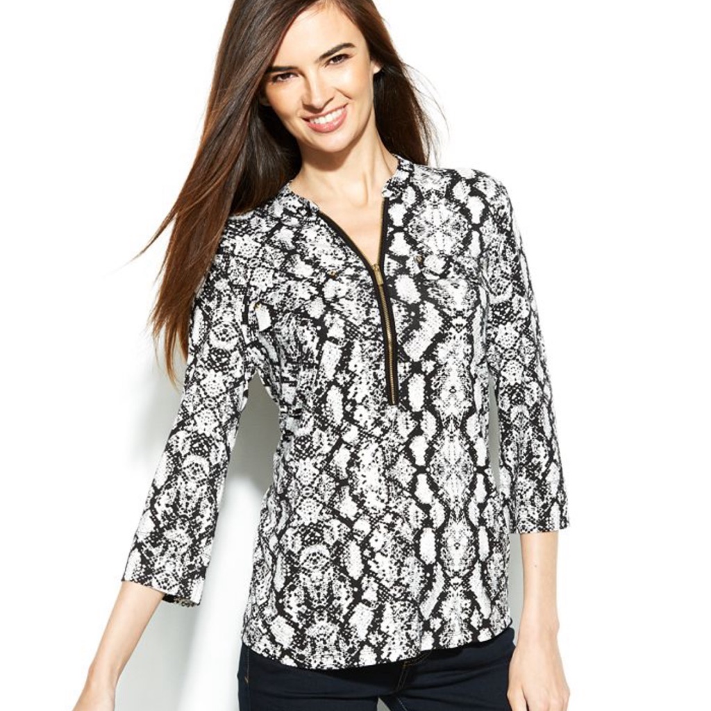 Calvin Klein Python Print Button Up Blouse